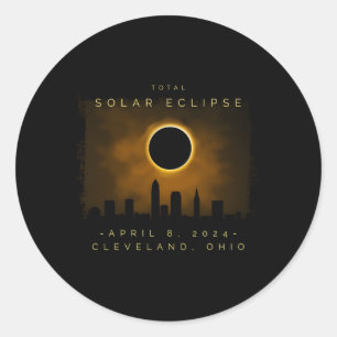 Sticker Rond Éclipse Solaire Totale 2024 À Cleveland