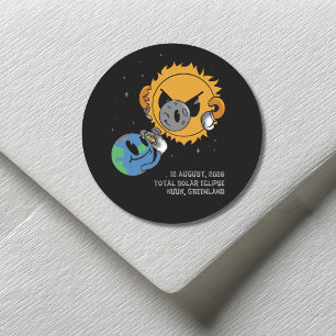 Sticker Rond Éclipse solaire totale 2026 Groenland Photobomb