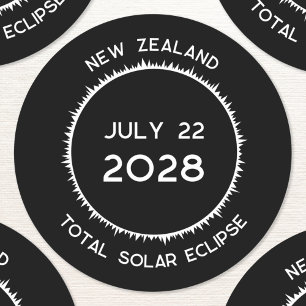 Sticker Rond Éclipse solaire totale 2028 Nouvelle-Zélande