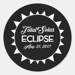 Sticker Rond Éclipse solaire totale 21 août 2017 Noir et blanc