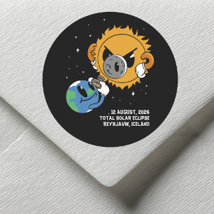 Sticker Rond Éclipse solaire totale Islande 2026 Photobomb