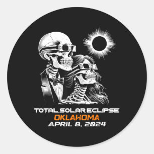 Sticker Rond Éclipse Totale de Soleil Squelette Oklahoma Ok