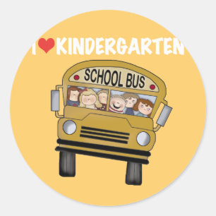 Sticker Rond École Bus Love maternelle
