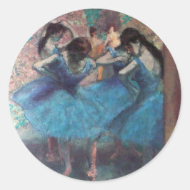 STICKER ROND ÉCOLE DE DANSE, BALLERINA BALLET DANSEURS EN BLEU