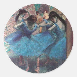 STICKER ROND ÉCOLE DE DANSE, BALLERINA BALLET DANSEURS EN BLEU