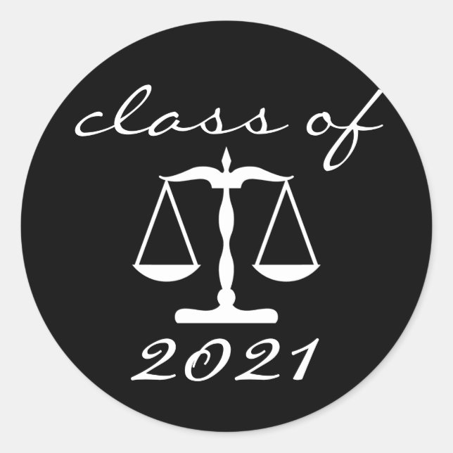 Sticker Rond École De Droit De 2021 (Scales Noires De Justice) (Devant)