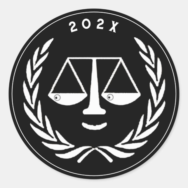 Sticker Rond École de droit de l'avocat Graduate Maroon Classe (Devant)