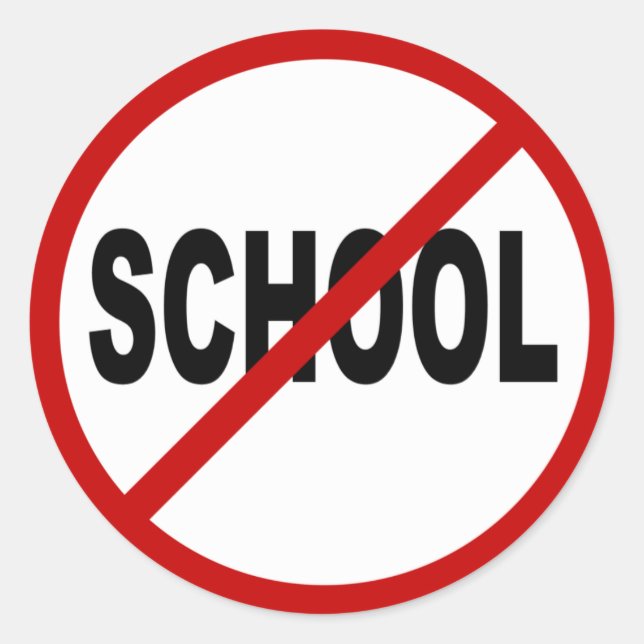Sticker Rond École de haine/Pas d'école autorisée Signalé (Devant)