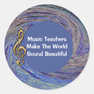 Sticker Rond École de musique Merci Blue Spiral Swirl
