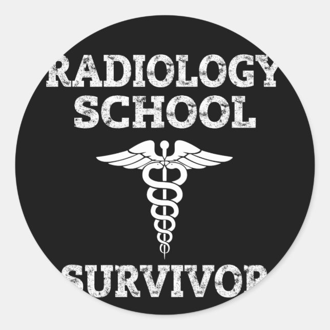 Sticker Rond École de radiologie Survivant Caduceus (Devant)