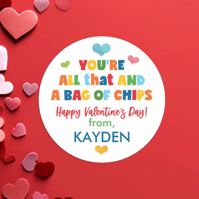 Sticker Rond École de sac à chips Cute Saint Valentin (Créateur téléchargé)