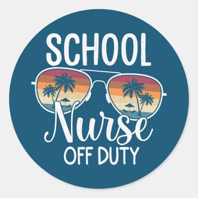 Sticker Rond École De Vacances D'Été Fin De L'Année École Infir (Devant)