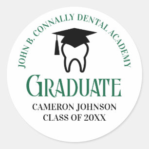 Sticker Rond Ecole dentaire verte Diplôme Dentiste sur mesure