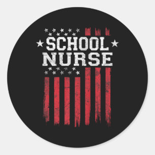 Sticker Rond École Infirmière drapeau américain Patriot Patriot