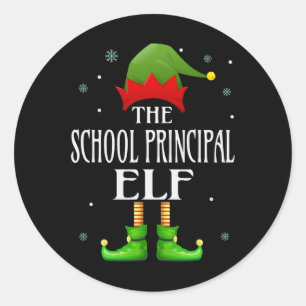 Sticker Rond École Principal Elf Xmas Fundy Famille Corresponda