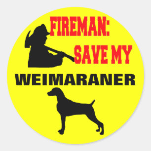Sticker Rond Économies de pompier mon Weimaraner