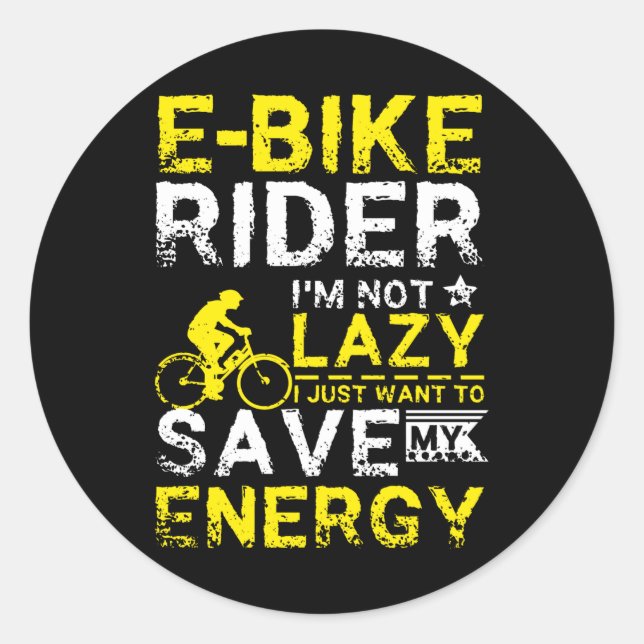 Sticker Rond Économiser mon énergie en vélo électronique (Devant)