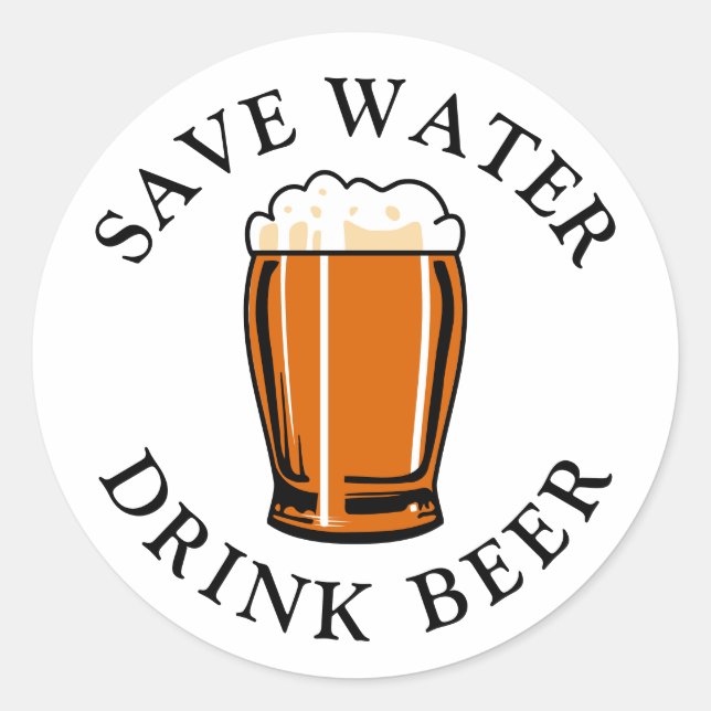 Sticker Rond Économisez de la bière à boire (Devant)