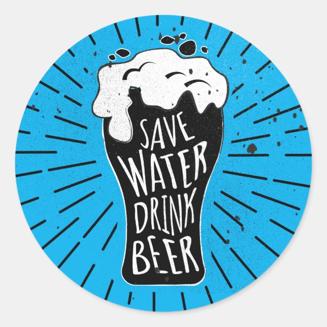 Sticker Rond Économisez de la bière à boire (Devant)