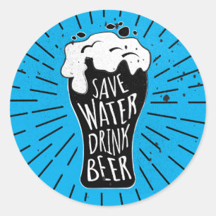Sticker Rond Économisez de la bière à boire
