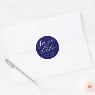 Sticker Rond Économisez la date de mariage en écriture chic