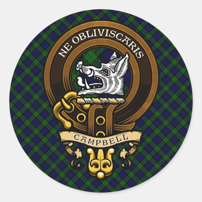 Sticker Rond Écosse Clan Campbell Badge et Crest (Devant)