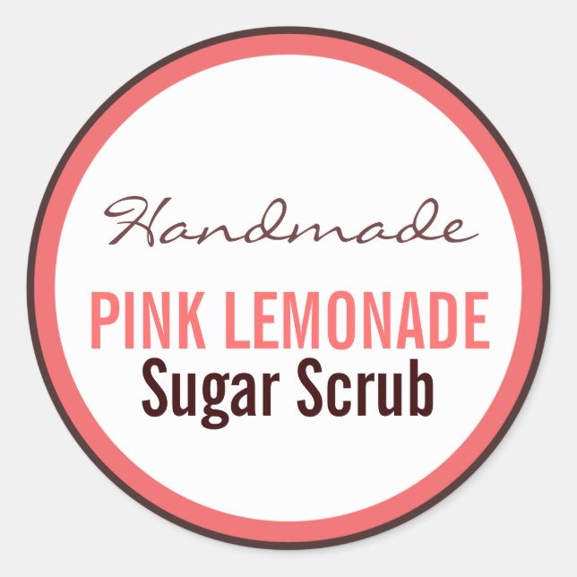 Sticker Rond Écran à sucre en citron rose fait main (Devant)