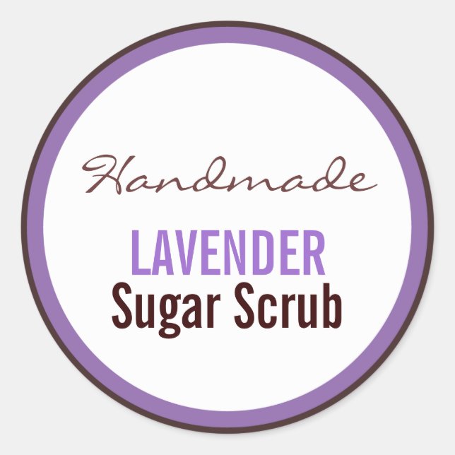 Sticker Rond Écran de sucre Lavande fait main (Devant)