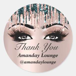 Sticker Rond Écrans d'extension de maquillage Lashes Rose Merci