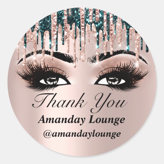 Sticker Rond Écrans d'extension de maquillage Lashes Rose Merci (Devant)