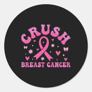 Sticker Rond Écraser Cancer du sein Sensibilisation Bling Pink