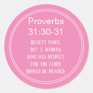 Sticker Rond Écriture biblique couplet proverbes rose confére