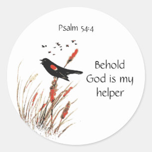 Sticker Rond Écriture biblique Psaume 54:4 Dieu est ma Citation