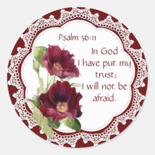 Sticker Rond Écriture biblique Psaume 56:11 Ne pas avoir peur C
