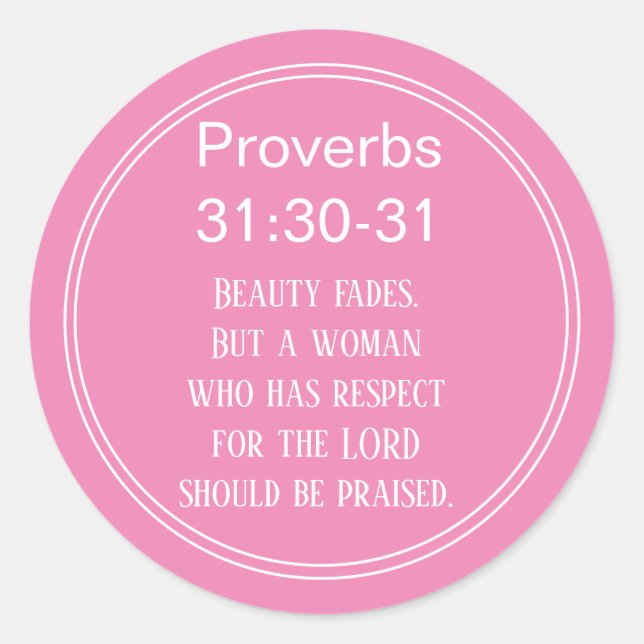 Sticker Rond Écriture biblique verse proverbes conférence rose (Devant)