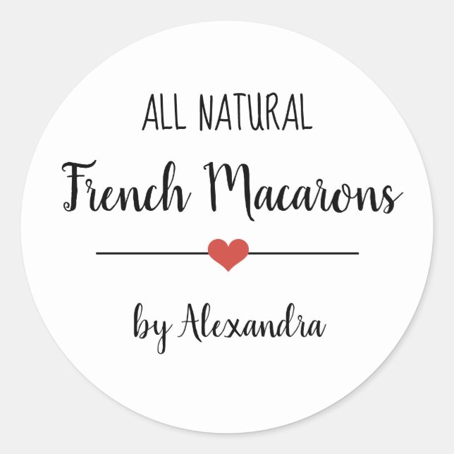 Sticker Rond Écriture blanche de Macarons français (Devant)