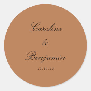 Sticker Rond Écriture Classique Élégant Mariage Terracotta Pers