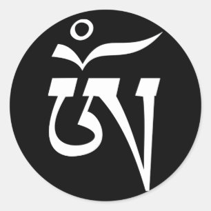 Sticker Rond Écriture du symbole Om en langue tibétaine
