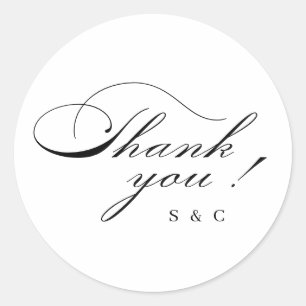 Sticker Rond Écriture Élégance Classique Merci Simple