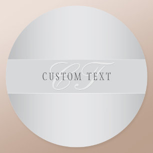 Sticker Rond Écriture élégante de monogramme modifiable   Gris