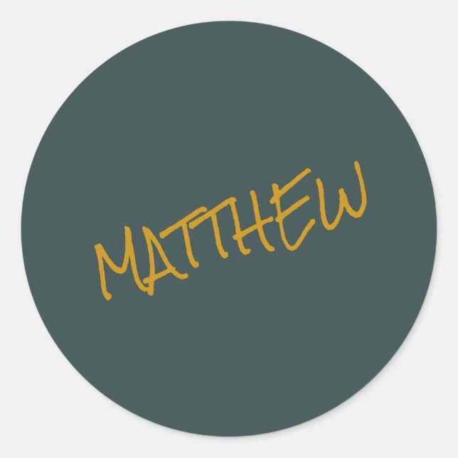 Sticker Rond Écriture en lettres or moderne vert foncé (Devant)