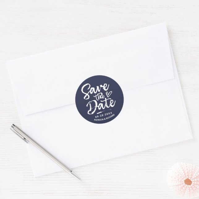 Sticker Rond Écriture Gras Mariage Rustique Chic Épargnez La Da (Enveloppe)