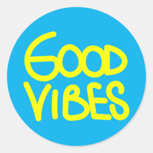 Sticker Rond Écriture manuscrite Good Vibes (Choisissez Votre P