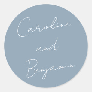 Sticker Rond Écriture manuscrite moderne Mariage bleu foncé