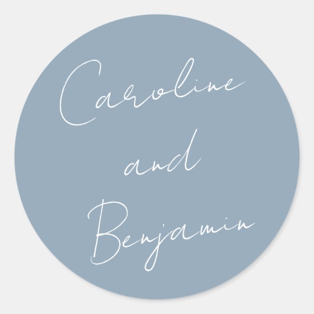 Sticker Rond Écriture manuscrite moderne Mariage bleu foncé (Devant)