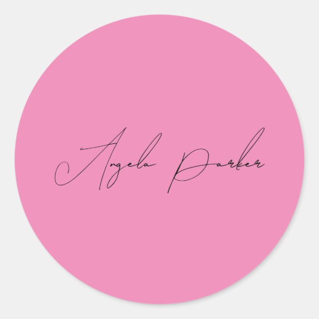 Sticker Rond Écriture manuscrite Nom professionnel simple rose (Devant)