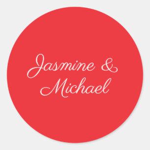 Sticker Rond Écriture manuscrite rouge et blanc Mariage