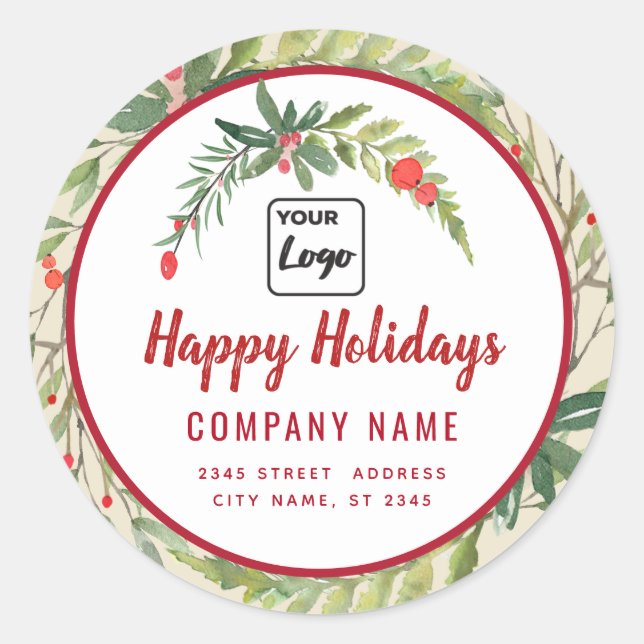 Sticker Rond Écriture moderne Happy Holidays logo rouge saint (Devant)
