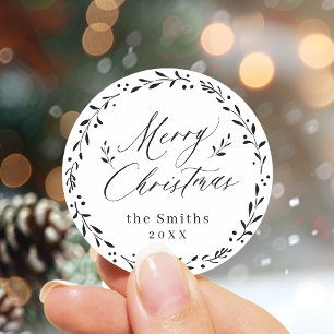 Sticker Rond Écriture moderne Joyeux cadeau de Noël