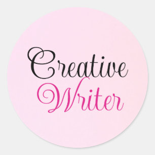 Sticker Rond Écrivain créatif Pastel Pink